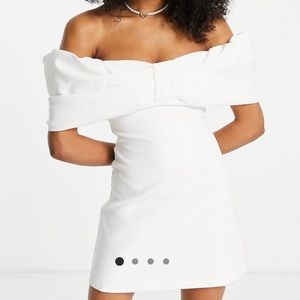 ASOS Ever New Bridal White Off Shoulder Bow Dress